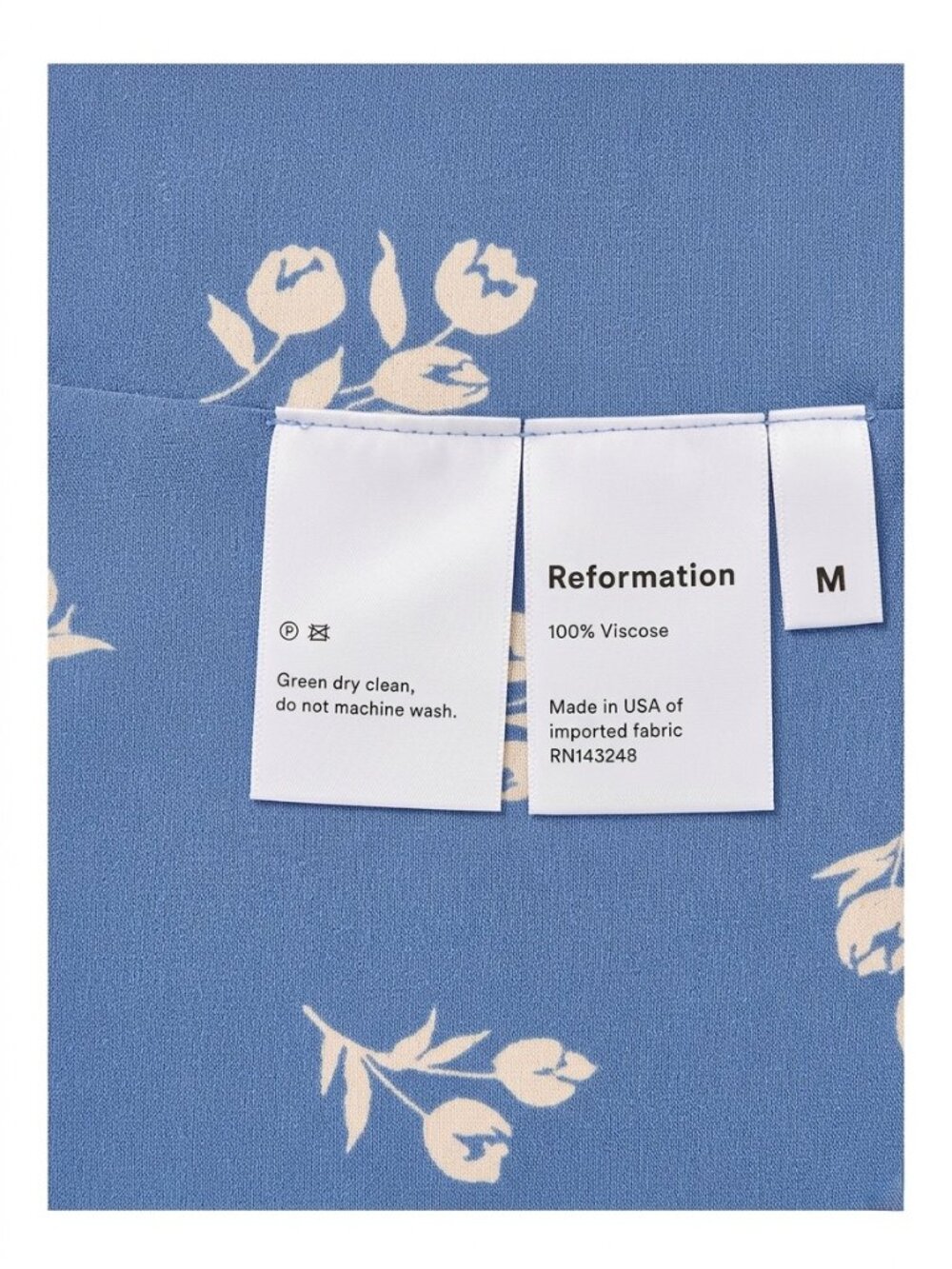 Reformation Rowan Midi Dress – Blue White Floral Print – Size M - Picture 6 of 6